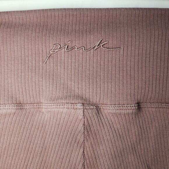 Victoria's Secret PINK Ribbed Seamless High Waist Leggings Mauve L Yoga Preppy - Picture 5 of 11